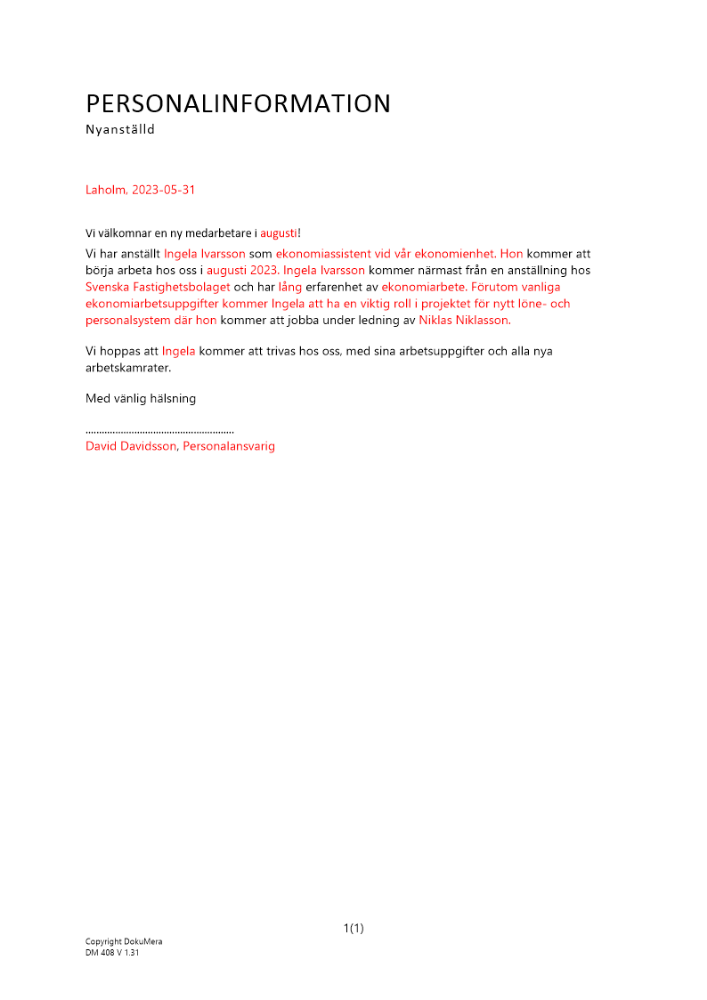 Personalinformation nyanställd 2023