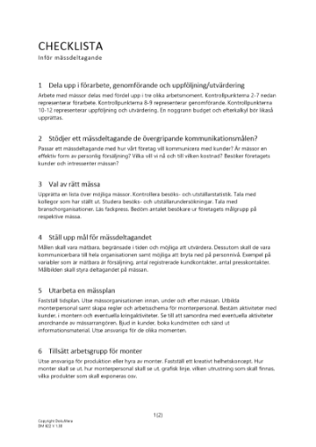 Checklista mässdeltagande 2023