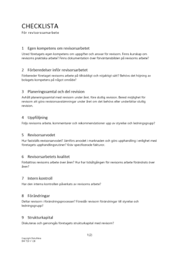 Checklista revisorssamarbete 2023