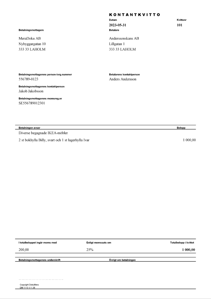 Kontantkvitto 2023