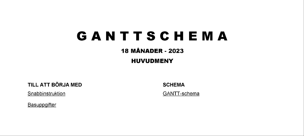 GANTT-schema 18 månader 2023