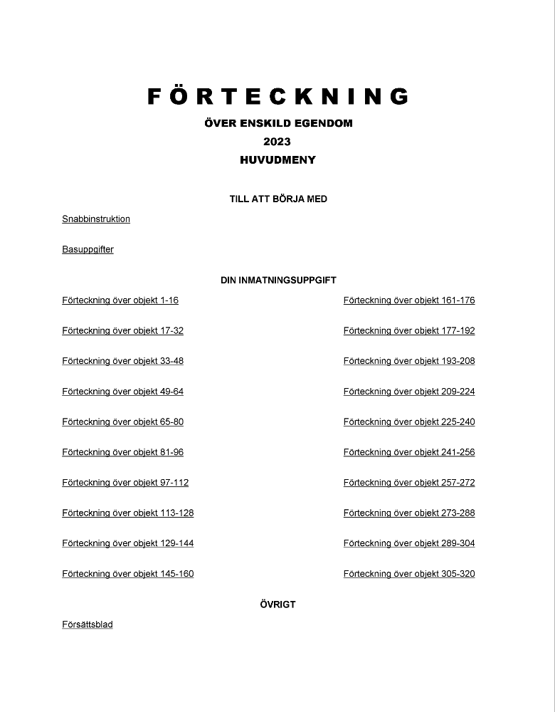 Förteckning enskild egendom 2023