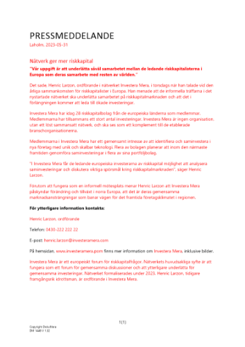 Pressmeddelandeexempel 2023