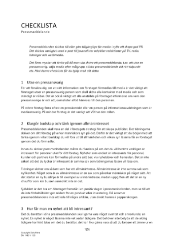 Checklista pressmeddelanden 2023