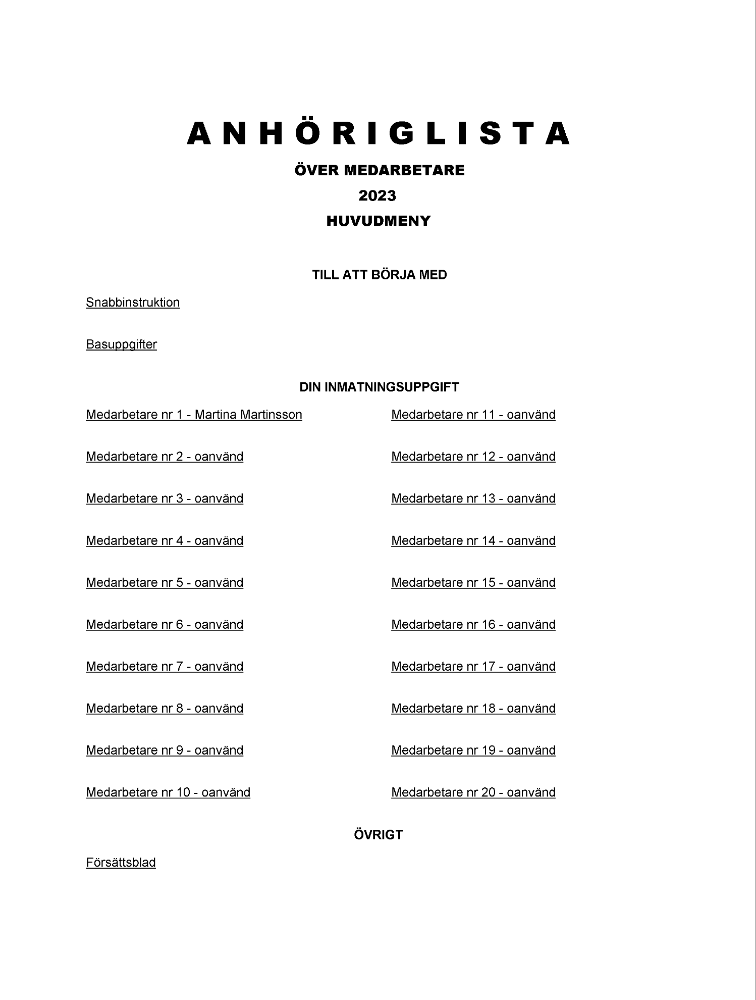 Anhöriglista medarbetare 2023