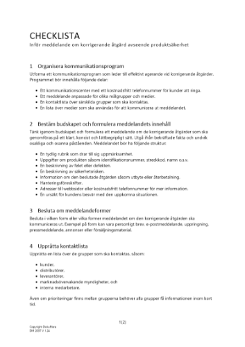 Checklista meddelande korr åtgärd produktsäkerhet 2023