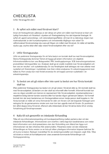 Checklista företagsförvärv 2023