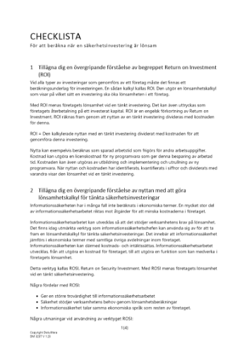 Checklista lönsam säkerhetsinvestering 2023