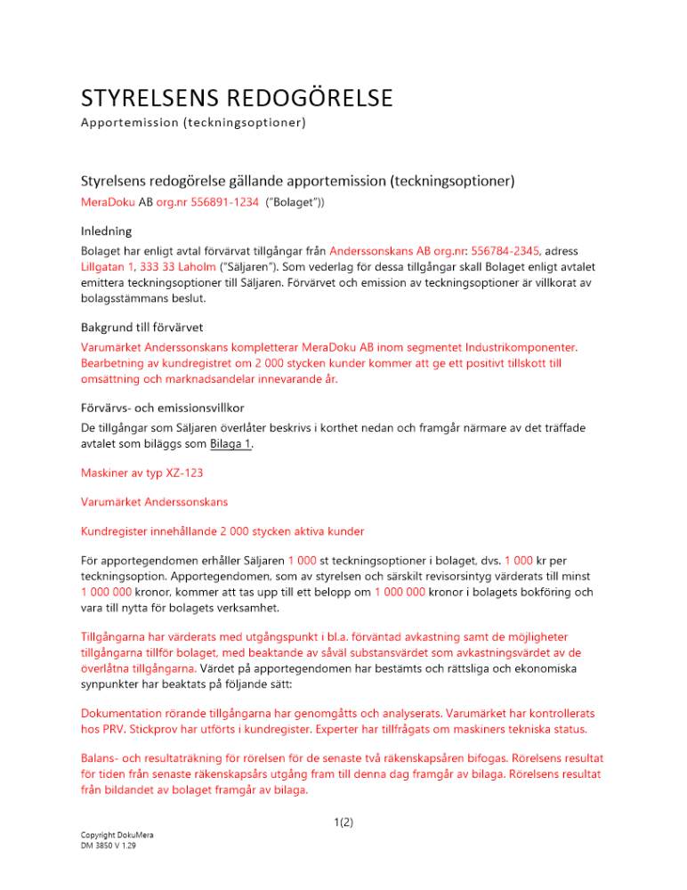 St redogörelse enl 14 kap 9 § ABL (Apportemission) 2023