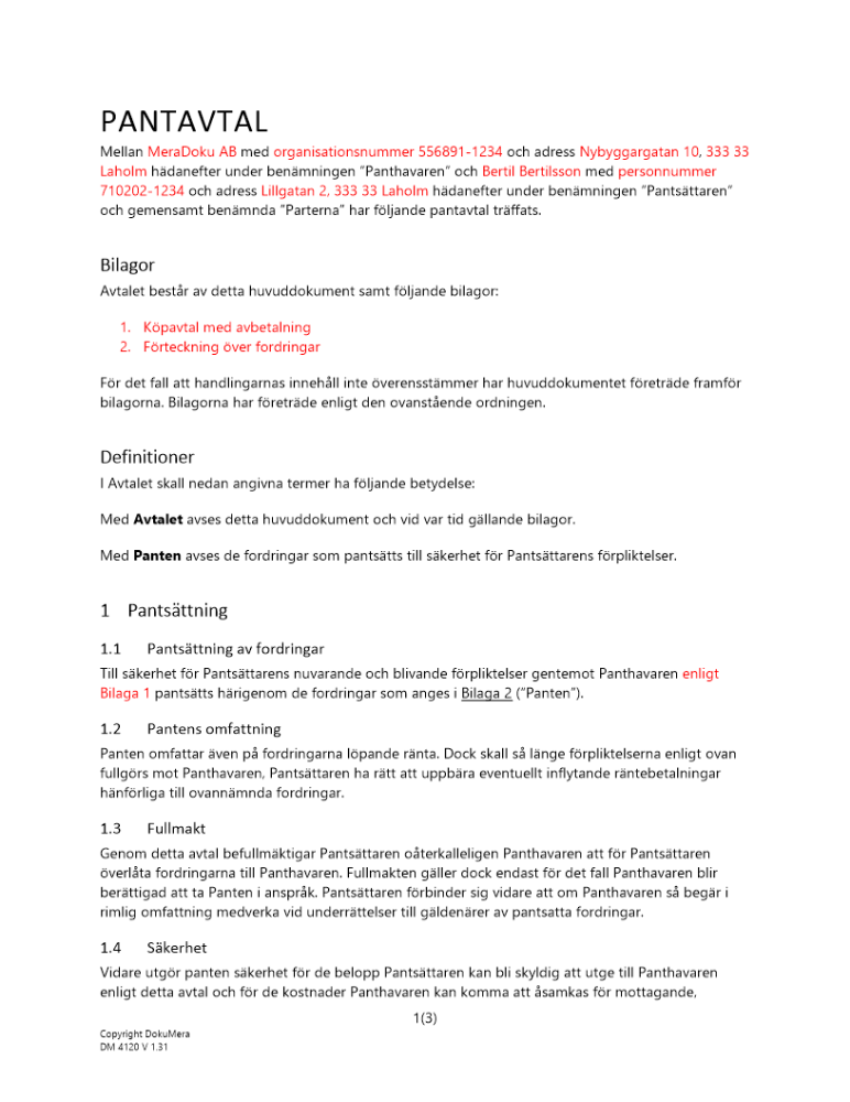Pantavtal _Detaljerat_ - Fordringar 2023