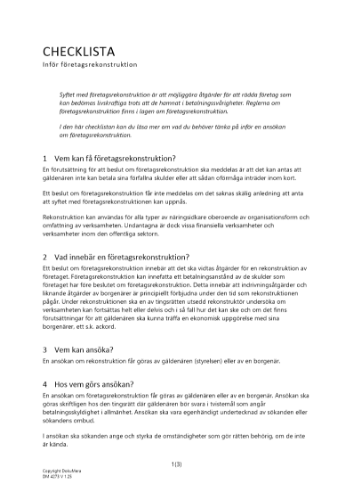 Checklista företagsrekonstruktion 2023