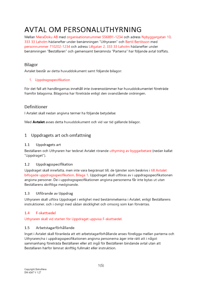 Avtal om personaluthyrning 2023