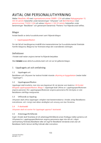 Avtal om personaluthyrning 2023
