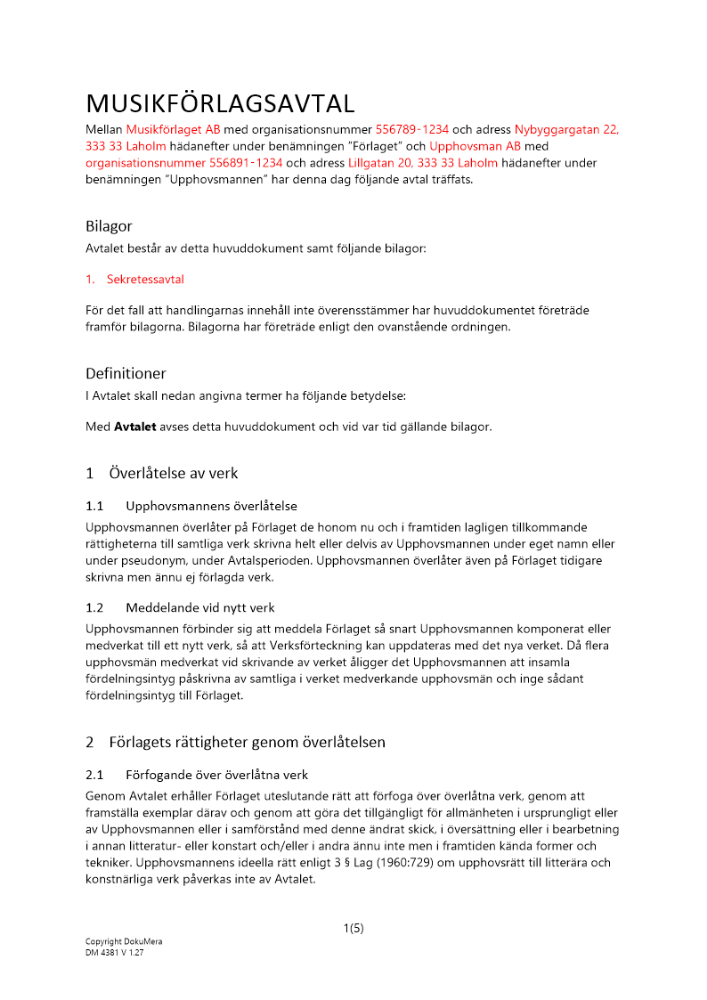 Musikförlagsavtal 2023