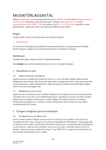 Musikförlagsavtal 2023