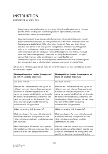 Instruktion licensiering av know-how 2023