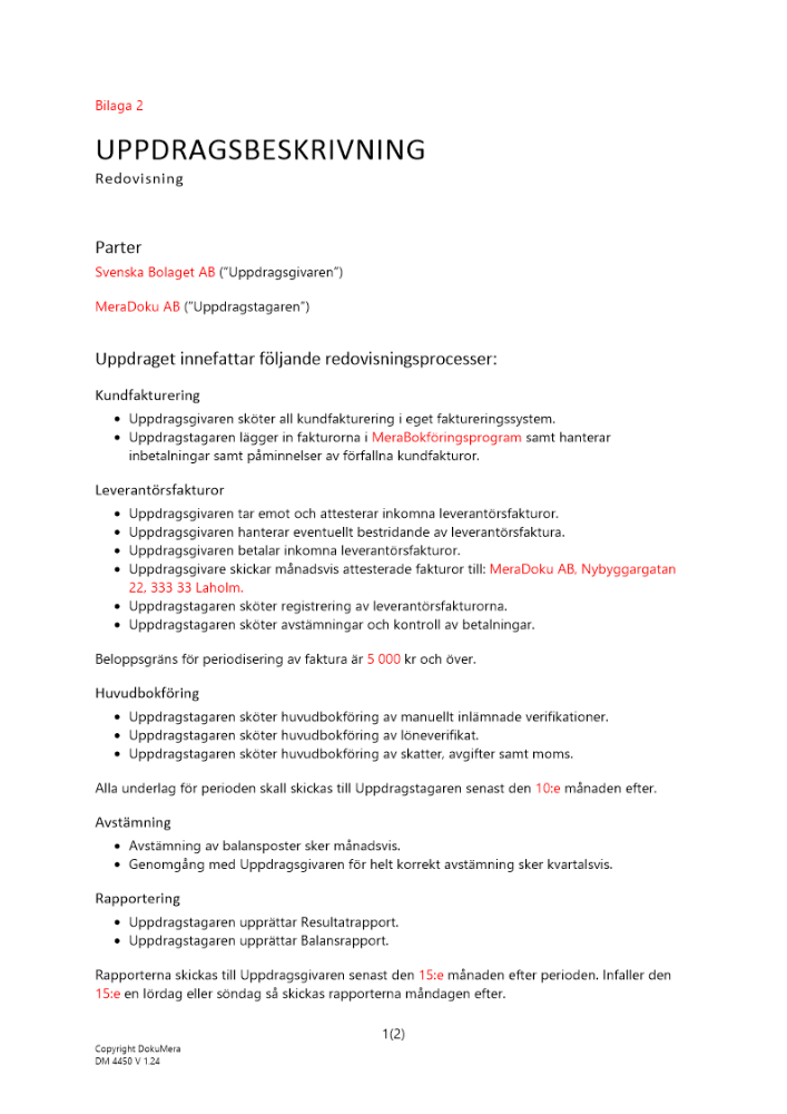 Uppdragsbeskrivning redovisning 2023
