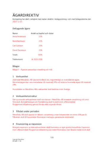 Ägardirektiv 2023