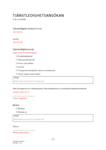 Tjänstledighetsansökan 2023