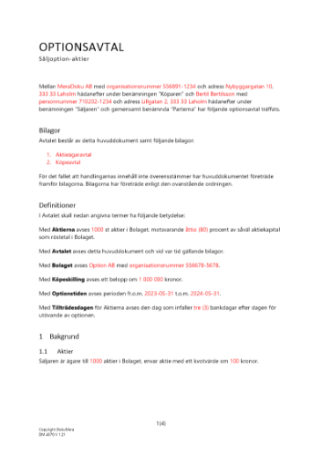 Option att sälja aktier 2023