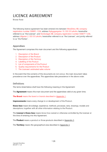Licensavtal _Know-how_ Engelsk 2023