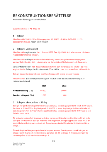Rekonstruktionsberättelse 2023
