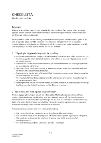 Checklista medling vid konflikt 2023