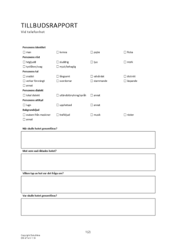Tillbudsrapport vid telefonhot 2023