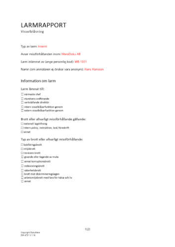 Larmrapport visselblåsning 2023
