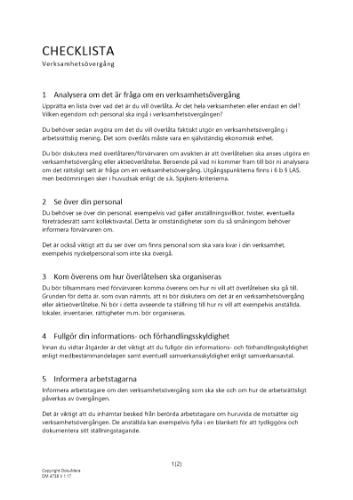 Checklista verksamhetsövergång 2023