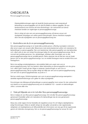 Checklista personuppgiftsansvarig 2023