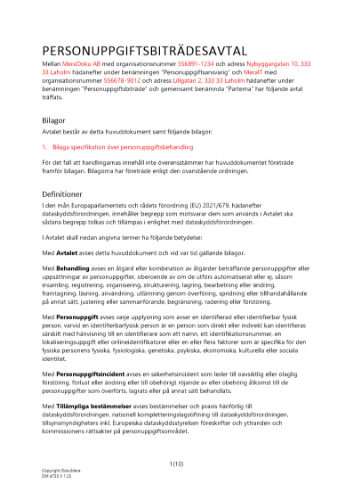 Personuppgiftsbiträdesavtal GDPR 2023