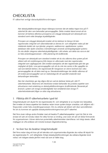 Checklista IT-säkerhet enligt dataskyddsförordningen 2023