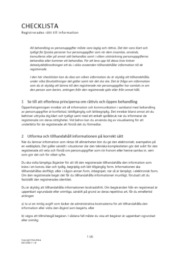Checklista registrerades rätt till information 2023