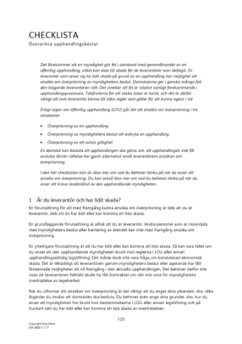 Checklista överpröva upphandlingsbeslut 2023