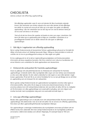 Checklista anbud upphandling 2023