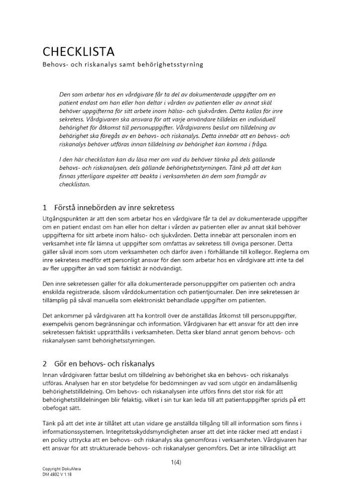 Checklista behovs- och riskanalys 2023