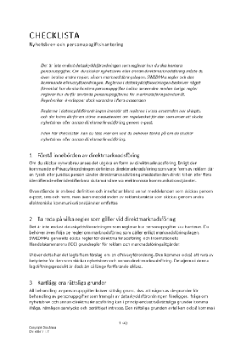 Checklista - nyhetsbrev och personuppgiftshantering 2023