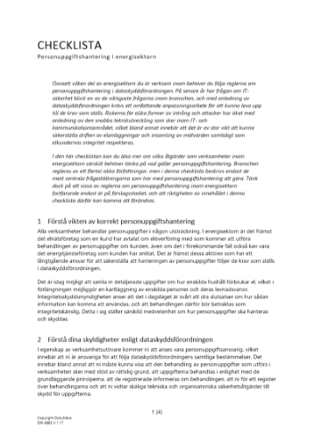 Checklista – personuppgiftshantering i energisektorn 2023