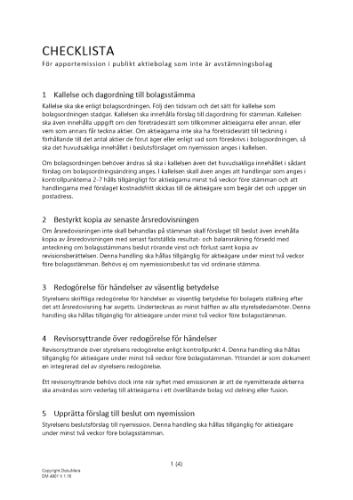 Checklista – apportemission publikt AB 2023