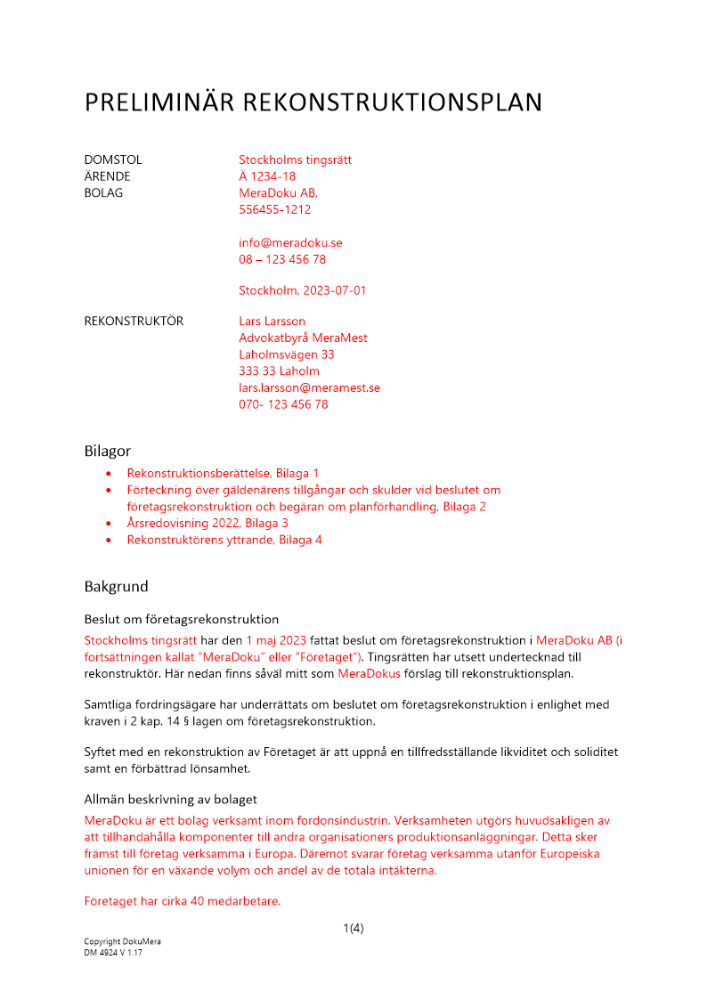 Rekonstruktionsplan 2023