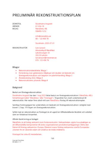 Rekonstruktionsplan 2023
