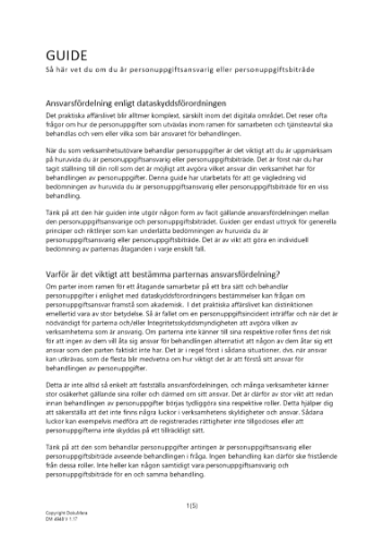 Guide - Så här vet du om du är personuppgiftsansvarig eller personuppgiftsbiträde 2023