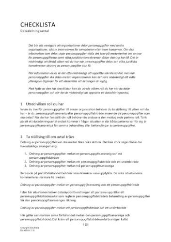 Checklista - Datadelningsavtal 2023