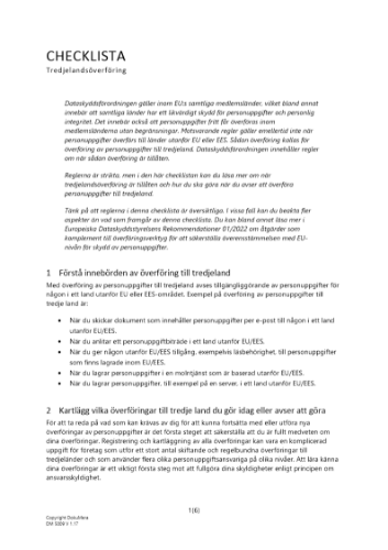 Checklista - Tredjelandsöverföring 2023