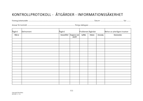 Kontrollprotokoll - åtgärder - informationssäkerhet 2023