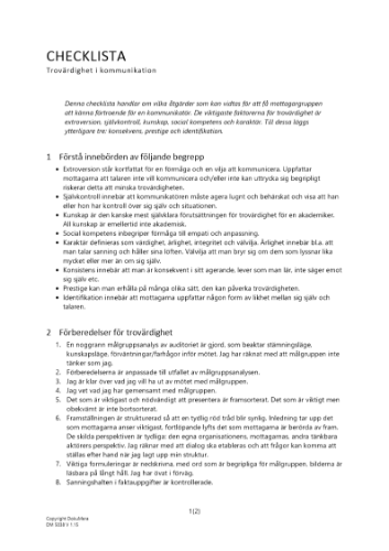 Checklista - trovärdighet i kommunikation 2023