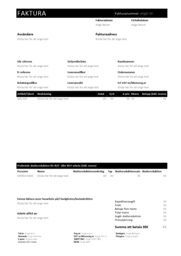 Faktura ROT och RUT 2023