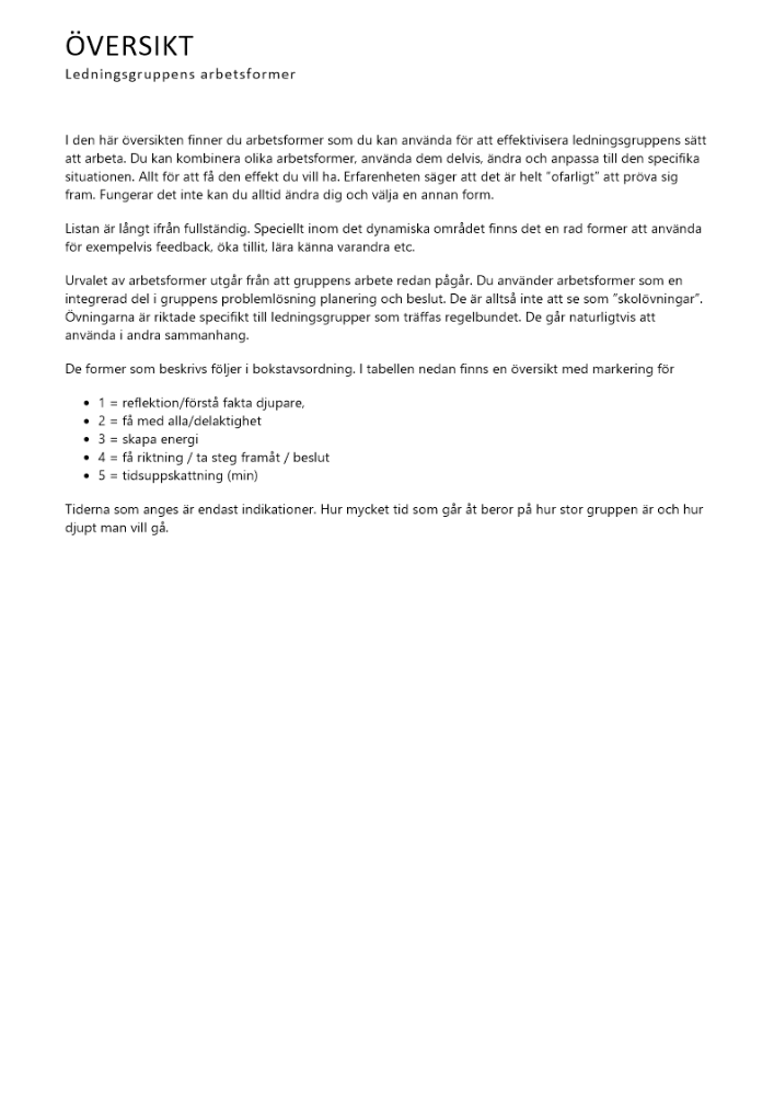 Översikt ledningsgruppens arbetsformer 2023