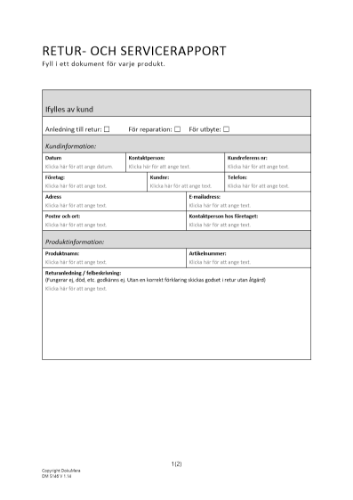 Retur- och servicerapport 2023